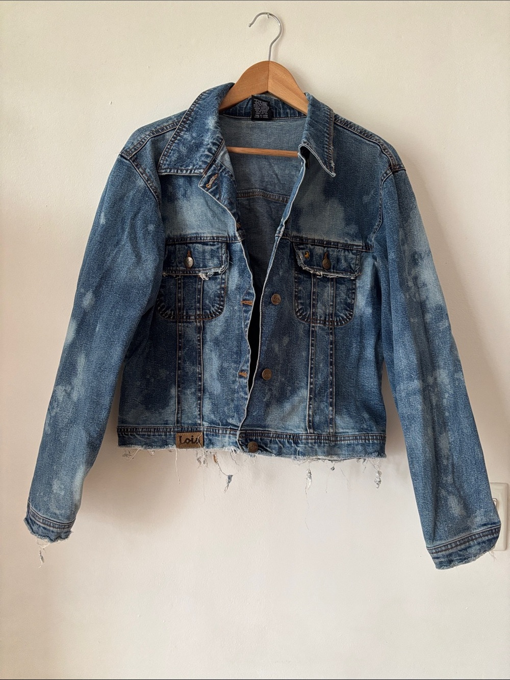 Womens Blue Distressed Denim Jacket - Casual Trucker Style